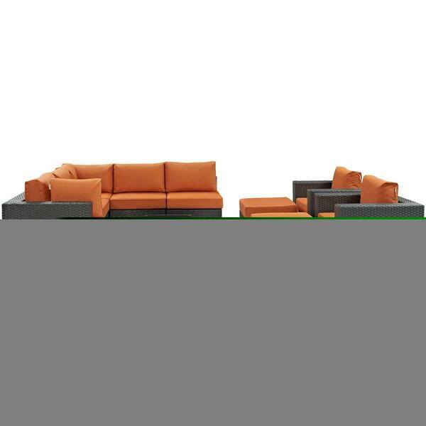 Modway Furniture Sojourn Outdoor Patio Sunbrella Sectional Set, Canvas Tuscan, 10Pk EEI-1888-CHC-TUS-SET